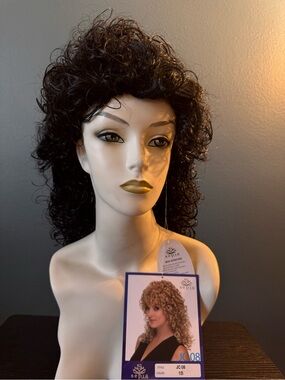 JC08 Curly Synthetic Wig in 1B Natural Black